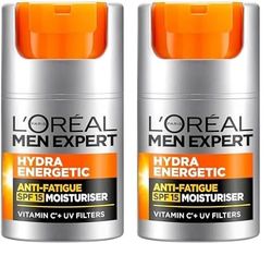 L’Oréal Paris men expert SPF 15 Hydra Energetic Anti Fatigue Moisturiser, White, 50 ml (Pack of 2)