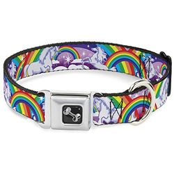 Gesp - Eenhoorns in Regenbogen w/Sparkles/Paars, 1.5" Wide - Fits 16-23" Neck - Medium, Unicorns in Rainbows w/Sparkles/Purple