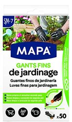 Mapa - Guantes finos de jardinería x 50 - Destreza y resistencia - Nitrilo y Vinilo - Caja dispensadora de 50 guantes finos - Negros - Talla S/M