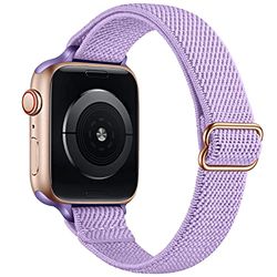 Lysun Pulsera elástica de nailon SOLO Loop compatible con Apple Watch Band 38mm 40mm 41mm para hombre y mujer Banda elástica ajustable para iWatch Series SE/7/6/5/4/3/2/1, morado, 38/40/41 mm