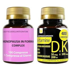 Set di Integratori Menopausa 100 Compresse e Vitamina DK 400 Compresse | Kudzu e Trifoglio Rosso Ricchi in Isoflavoni| Metabolismo, Peso, Rilassamento, Vampate | Ossa e Sistema Immunitario