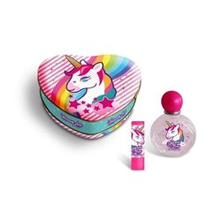 Unicorn Love Heart-Shaped Tin Box Gift Set for Kids - Includes Moisturizing Lip Balm and Delightful 50ml EDT Perfume - A Magical Gift That Your Kid Will Love