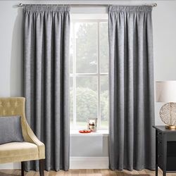 Mattrixx Rideaux prêts à poser thermiques avec plis Bord avec bande, Matrix-Grey, 46"Wide x 72"Drop - 117cm x 183cm