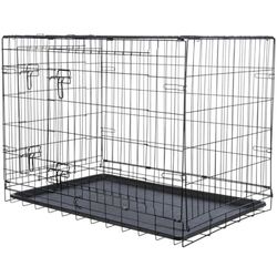 TRIXIE Box per cani Home nero – M – L: 93 × 69 × 62 cm – Gabbia pieghevole per cani con 2 ante & chiusure sicure, scatola per il trasporto zincata con base stabile per casa e in viaggio – 39303