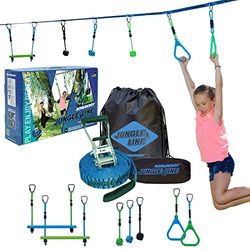 Schildkröt Jungle Line, Juego de Circuito de Escalada para Niños y Adultos, 11 Metros, Carrera Ninja al Aire Libre, 7 Obstáculos Robustos