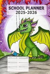 Undated Daily School Planner 2025-2026 with Dragon in Moonlight: Homeschool, Homework & Study Planner Book: Student Assignment & Calendar Notebook for Elementary & Middle School Organization