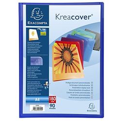 Exacompta - Réf. 5790E - 1 Protège-documents Kreacover Chromaline - 90 pochettes cristal lisse - 180 vues - pour A4 - dim 24 x 32cm - couverture en polypro semi-rigide - 8 couleurs aléatoires