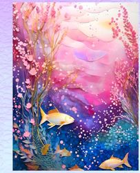 MERMAIDS LAIR COMPOSITION NOTEBOOK Diary Journal - Fish Coral Reef- Seaside Beach Cottage Ocean Sea Marine Aquatic Girl Teen GIFT: ֍7.25x9.5 Wide ... Homeschool High School Ivy League University