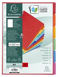 Exacompta - 89H - Separadores en cartulina rígida brillante FSC® de 400 g/m2 con 6 pestañas neutras - Página de indexación incluida - Formato de archivo A4 - Dimensiones 22,5x29,7cm - Colores surtidos