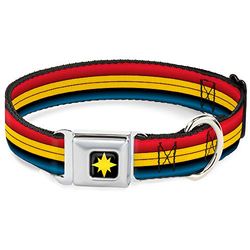 Fibbia per cintura di sicurezza collare per cani - Captain Marvel Stripe Rosso/Oro/Blu