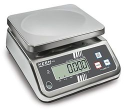 Robusta, ahorrar espacio mesa Báscula con escaneado aprobación [M] [Kern FFN 15 K5IPM] protegido por Acero Inoxidable y IP65, rango de pesaje [Max]: 15 kg, Lectura [D]: 5 g