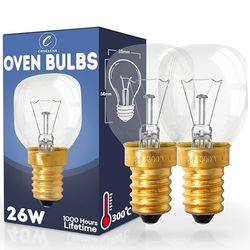 Coselena 26W Pygmy Oven Bulb – Pack of 2 SES E14 Small Edison Screw – Warm White Incandescent Oven Light Bulb – Heat Resistant Halogen Bulbs