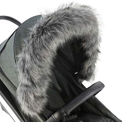 For-Your-Little-One Päls Huva Trim Barnvagn Kompatibel med Babyzen, Mörkgrå