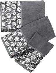 Popular Bath Sinatra Ensemble de Serviettes de Bain Modernes 3 pièces pour Salle de Bain, essuie-Mains et Serviette de Toilette de Luxe Contemporain Bling, Doux, Pelucheux et très Absorbant, argenté