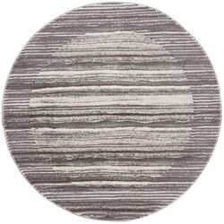 carpet city Tappeto Salotto - Motivo a righe 120 cm Rotondo Grigio mélange - Tappeto moderno a pelo corto