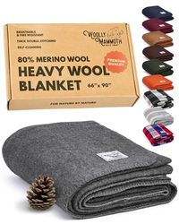 Woolly Mammoth Woolen Company Explorer Collection Couverture en laine 66" x 90" gris