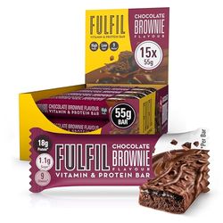 FULFIL Vitamin and Protein Bars (15 x 55 g Bars), Chocolate Brownie Flavour, 20 g High Protein, 9 Vitamins, Low Sugar