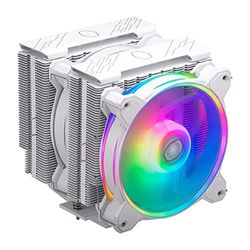 Cooler Master Hyper 622 Halo CPU Air Cooler - Finitura alluminio, 6 tubi calore a contatto diretto, doppio dissipatore calore a torre, ventole Halo2, rilevamento ARGB, staffe LGA1700 e AM5 - Bianco