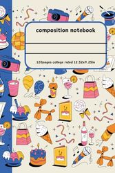 birthday party pictures patterns notebook. Cute Notebook for School Supplies, Home & Office Great for students and adults to express: birthday party ... for School Supplies, Home & Office ,students