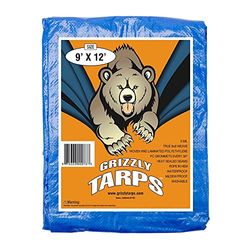 Grizzly Tarps 10 x 14 piedi blu multiuso impermeabile Poly TARP cover 5 mil Thick 8 x 8 Weave, GTRP912