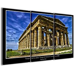 Canvas foto, tempel paestum, 3 moderne afbeeldingen op 3 panelen, kant en klaar om op te hangen, 120 x 90 cm