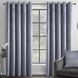 Sleepdown Rideaux occultants à œillets en Velours Effet marbre pour Chambre à Coucher et Salon – 228 x 183 cm – Gris – 2 Panneaux