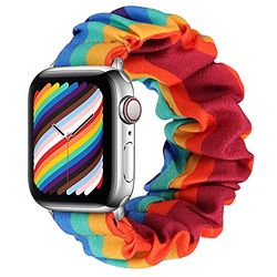 Tasikar Scrunchies compatibel met Apple Watch armband 41 mm, 40 mm, 38 mm, 45 mm, 44 mm, 42 mm, elastische printlint, compatibel met Apple Watch Series 7, 6, 5, 4, 3, 2, 1, SE (45 mm/44 mm/42 mm, regenboog, L)