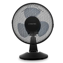 TROTEC Ventoinha de mesa TVE de 11, 25 W, oscilação automática de 80°, 2 velocidades de ventilação, base de suporte estável e antiderrapante, silencioso, casa, escritório, preto