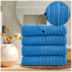 Pack of 4 Egyptian Cotton Bath Sheets - 650 GSM Luxury Oversized Bathroom Towels, Extra Soft, Quick Dry & Absorbent - Durable & Washable Bath Sheets for Home, Spa & Hotel (90x140 cm) - Navy