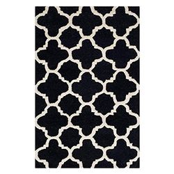 SAFAVIEH Tapis géométrique pour Salon, Salle à manger, Chambre à coucher - Cambridge Collection, Tapis à poil court, Noir et Ivoire, 61 X 91 cm