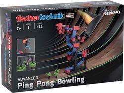 fischertechnik 569017 Advanced Ping Pong Bowling - bouwpakket voor kinderen vanaf 7 jaar, constructiespeelgoed, kegelspel met trechter