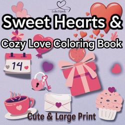 Sweet Hearts & Cozy Love Coloring Book: Bold and Easy, Cute and Large Print Designs for Stress Relief and Relaxation, Perfect for Kids and Teens
