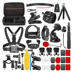 NEEWER 50-in-1 actiecamera-accessoireset, compatibel met GoPro Hero 12 11 10 9 DJI OSMO 4 3 2 Insta360 X3 X2 GO 3 SJCAM DBPOWER AKASO VicTsing Apeman WiMiUS QUMOX Lightdow Campark Sony Sports DV enz