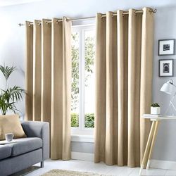 Fusion Rideaux occultants naturels 100% Coton - 2 Panneaux insonorisants et Thermiques pour Chambre à Coucher et Salon - Naturel - 117 x 137 cm (l x L)