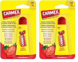 Carmex Bálsamo Labial SPF 15, Tubo Fresa, 10g (Paquete de 2)