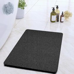 COSYLAND Non-Slip Shower Mat 60 x 40 cm - Rectangular, Black, PVC