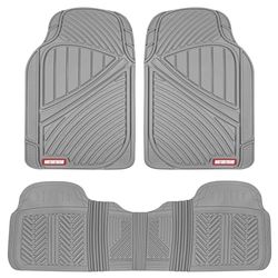 Motor Trend FlexTough Performance Tapetes de borracha para todos os tipos de clima, 3 unidades, para carros, camiões e todo-o-terrenos, para uso intensivo, resistentes à água (cinzento)