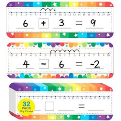 CUDICY Confezione da 32 lavagne bianche cancellabili a secco su entrambi i lati per aule di matematica indispensabili per manipolazioni di matematica, forniture per insegnanti per scuola materna