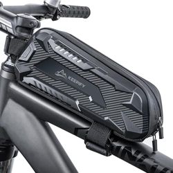 KEEPIFY Borsa Telaio Bici Super Support, Bici Borsa Tubo Anteriore Leggera & Impermeabile, Borsa da Telaio Bici con Cerniera Autobloccante per Bici da Strada & MTB - Nero