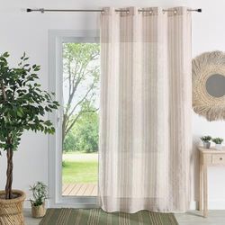 HomeMaison.com Muslin Net Curtain – Plain – Blackout Net Curtain – Linen Net Curtain – 140 x 240 cm