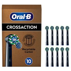 Oral-B Pro CrossAction Recambios para Cepillo de Dientes Eléctrico, Pack de 10 Cabezales, Negro - Originales (Tamaño Buzón)