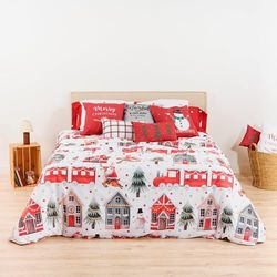 BELUM | Kerst Dekbedovertrek 50% Katoen - 50% Polyester, Dekbedovertrek met Knopen Laponia 12 140 x 200 cm