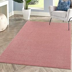 Tappeto tinta unita rosa soggiorno – rettangolare 120 x 160 cm – motivo a righe alte, effetto 3D – tappeto a pelo corto moderno – decorazione casa & Living