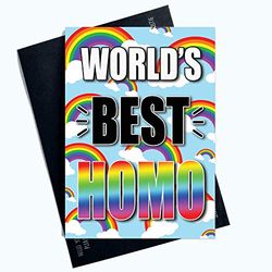 Funny Gay Cards Lesbian Card World's Best Homo Friend Colleague Bestie PC1022