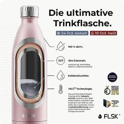 FLSK Gen2 Juego de Botellas de Agua con Cuentas y Tapa, Adultos Unisex, Oro Rosa, 350 ml