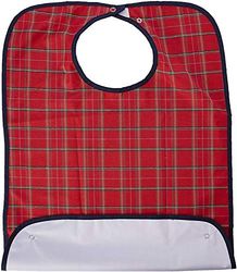 Homecraft Everyday Bib, Waterproof Adult Bib, Clothing Protector from Spills and Stains, Mealtime Bib Protector, Dinning Aid Apron, Washable, Large, Red, (Eligible for VAT relief in the UK)