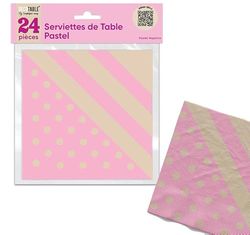 SERVIETTES DE TABLE PASTEL X 24 ROSE