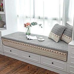JeogYong Cuscino per finestra a bovindo, per interni, per interni e camera da letto, cuscini antiscivolo, per davanzale della finestra a bovindo, 90 x 210 cm, grigio
