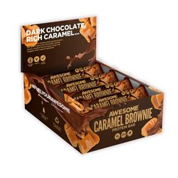 Awesome Supplements Protein Bars by Ben Coomber, 17-20g of Protein, 100% Plant Based, Triple Layered, 4 Texture Bar, Gluten Free & Diary Free, Caramel Brownie