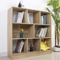 BAKAJI Libreria Scaffale da Terra 8 Vani Cubo ideale per Casa e Ufficio, Armadio aperto con Mensole Design Moderno Arredamento Interno Mobile Studio Soggiorno Salotto Struttura in Legno (Quercia)